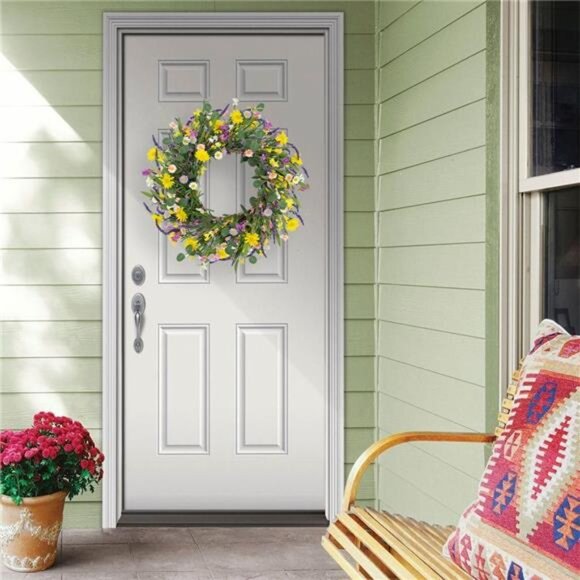 Spring Wreath 22" Spring Wreaths for Front Door Artificial Summer Wreath - Picture 3 of 7